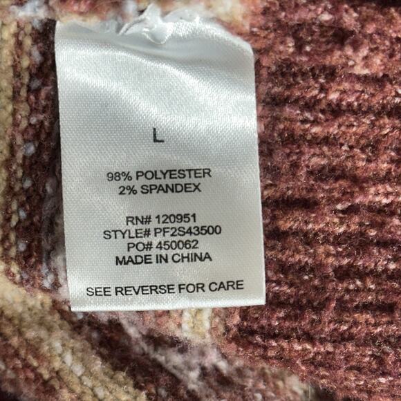 Pink Rose Fair Isle Pattern Cardigan Sweater Size L Women’s Button-Front Cropped - Picture 11 of 12